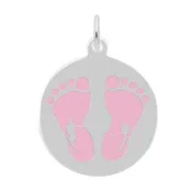 1019-001 Pink Painted Baby Feet Disc Charm