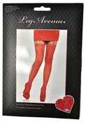 Nylon Sheet Stockings with Lace Top - Red