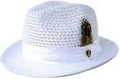 Bruno Capelo Mens Summer Hat White Straw Fedora Kentucky Derby JU901
