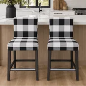 Black Check Barstool Covers – Set of 2 – Compatible with IKEA Henriksdal Bar Stools (EU/AU + Pre-2009 USA/Canada)
