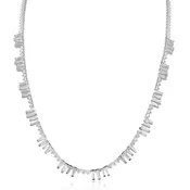 Baguette & Round Diamond Fringe Necklace in 18k Gold