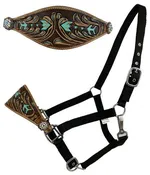 #093: Showman ®  Adjustable nylon bronc halter with hand painted arrow design nose band on medium l