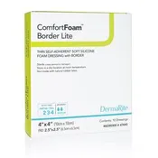 DM47440, ComfortFoam Silicone Foam Border Lite Dressing, 4" x 4", 10 per box
