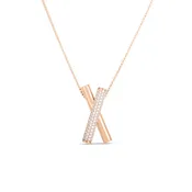 18K ROSE GOLD DOMINO DIAMOND CROSSOVER NECKLACE