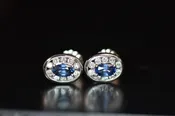 14 Karat White Gold Diamond and Sapphire Earrings