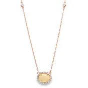 14K Rose Gold 0.90ct Opal Pendant with 0.27ctw Diamond Accents on an 18" Diamond Station Chain