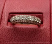 14 Karat Two Tone Gold Anniversary Ring With 11=0.49Tw Round F/G Vs2 Diamonds And 38=0.29Tw Round Vs2 Pink Diamonds