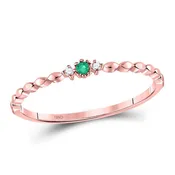 0.012Ctw-Diamond 0.014Ct-Emerald Stackable Band (0.68 grams)