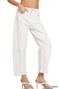 Barrel-leg Cropped Color Denim Pants