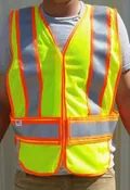 ANSI Class 2 Lime Vest with Orange and Silver Reflective