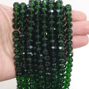 Chinese Crystal Faceted Rondelle Beads, Dark Green