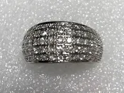 14K WHITE GOLD 5 ROW DIAMOND RING, Estate