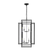 18-Inch Black & Chrome 8-Light Geometric Foyer Chandelier