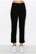 BASIC ROLLED CUFF MOM JEANS