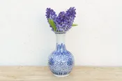 1970s Elegated Neck Blue & White Vase