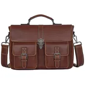 TucciPolo 7376B Mens Genuine Vintage Cow Leather Briefcase Laptop Shoulder Bag