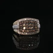 10K Two Tone White &amp; Chocolate Diamond Band 0.75CTW