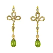 18k Gold, Zircon & Peridot Earrings