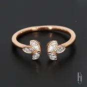 10k Rose Gold Bypass Ring with Round Diamond Accents – Size 6.5