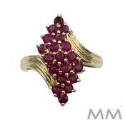 10K Yellow Gold Ruby Ring 1.00ctw Round Rubies Size 6.75