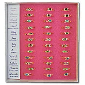 Birthstone Adjustable Rings in 3 Dozen Display