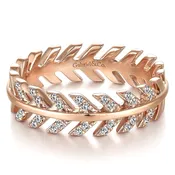 14K Rose Gold .15ctw Round Diamond Chevron Ring Size 6.5