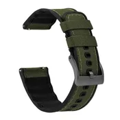 Army Green Cordura Fabric And Silicone Hybrid Watch Band