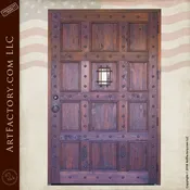 12 Panel Castle Door: Custom Solid Wood & Hand Forged Iron Hardware – CD6268