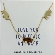 3 Standing Buffalo Necklace in Gold