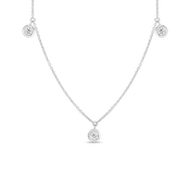 18K White Gold Diamonds By The Inch Dangling Three Station Necklace