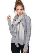100% Cashmere Luxury Wrap Telluride Grey to Light Grey Faded Stripe Scarf