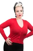 0101 V-Neck Cardigan in Red