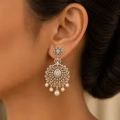 2-in-1 Diamond Earrings with changeable Natural Emeralds/Rubles and Pearl Drops