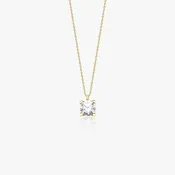 4 Prong Solitaire Necklace in 14K Gold