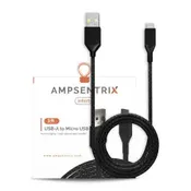 3 ft Micro USB To USB Type A Cable (AmpSentrix) (Infinity) (Black)