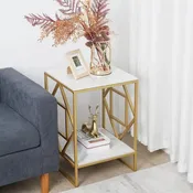 2 Tiers Coffee Table Living Room Sofa Side Table with Sintered Stone