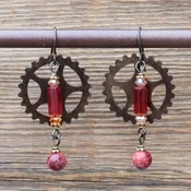Carnelian Rose Sprocket Earrings #EW746-214