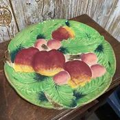 10" Majolica Style Plate Leaves w/ Apples, Each--SP