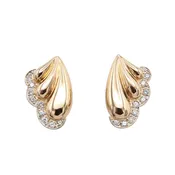 14 Karat Gold Scalloped Diamond Earrings