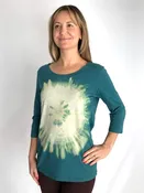3/4 Sleeve Organic Cotton Aura Burst Tee- Jade