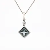 Diamond and Aquamarine Square Drop Necklace
