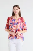 Adriana Matisse 3/4 Slv Silk Double Raw Edge Top (BQ209M)