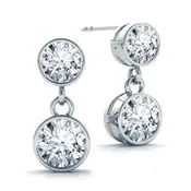1.00 ct tw Round Bezel Drop Diamond Stud Earrings