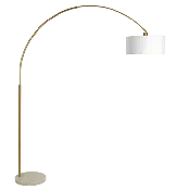 Ambient Arch Gold Brass Floor Lamp with Large Linen Shade