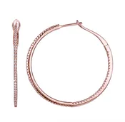 14k Rose Gold 34mm Inside Out Diamond Hoop Earrings .50ctw