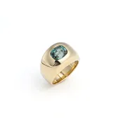 14k Blue Zircon Cushion Bombe Ring