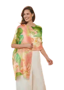 100% Linen Delicate Tropical Scarf - Candy