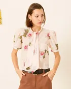 Alix of Bohemia Chance Blush Hibiscus Shirt Off White