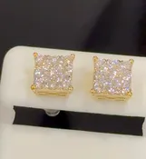 1.03 CARAT STERLING SILVER GOLD PLATED 8 MM CERTIFIED LAB GROWN DIAMONDS STUDS EARRINGS