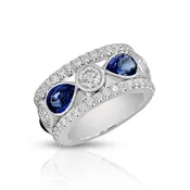 18K DIAMOND AND BLUE SAPPHIRE BAND